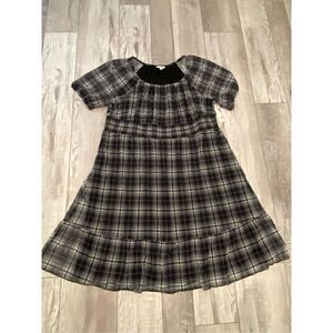 Terra & Sky plus size ￼black plaid midi dress size 2X